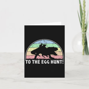 Tarjeta A la caza de huevos - Pascua de dinosaurio conejo