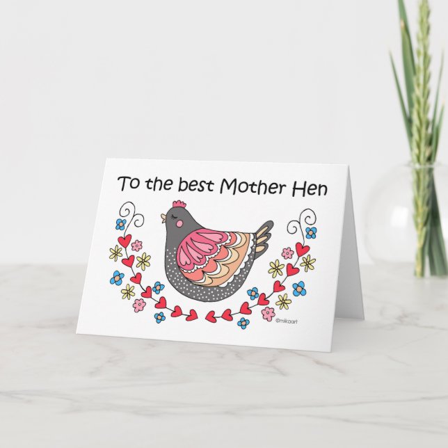 Tarjeta A la mejor madre Hen el día de la madre, cumpleaño (Anverso)
