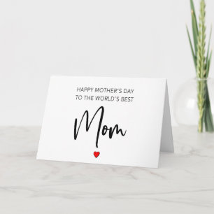Tarjeta A la mejor mamá del mundo, feliz día de la madre
