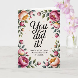 Tarjeta A-Level success floral Congratulations Cards 