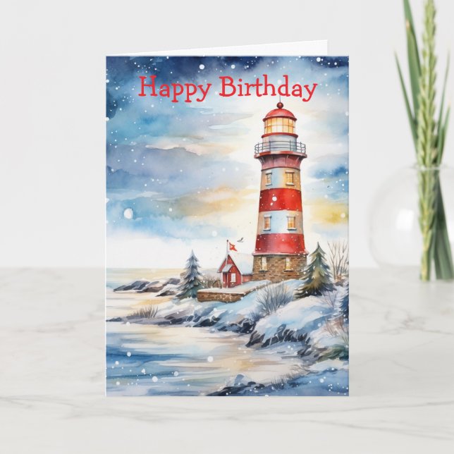 Tarjeta A Lighthouse in Winter (Anverso)