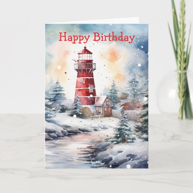 Tarjeta A Lighthouse in Winter (Anverso)