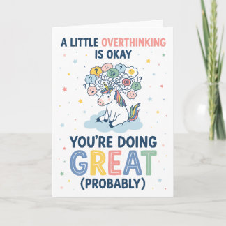 Tarjeta A Little Overthinking Okay Unicorn Encouragement