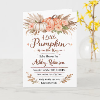 Tarjeta A Little Pumpkin Is on the Way Baby Shower Card 