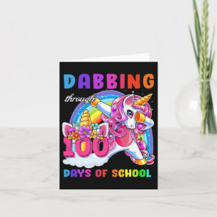 Tarjeta A Lo Largo De 100 Días Escolares Dabbing Unicorn R