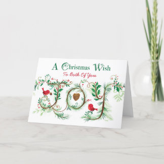 Tarjeta A los dos Feliz Navidad Alegría Mano Carta