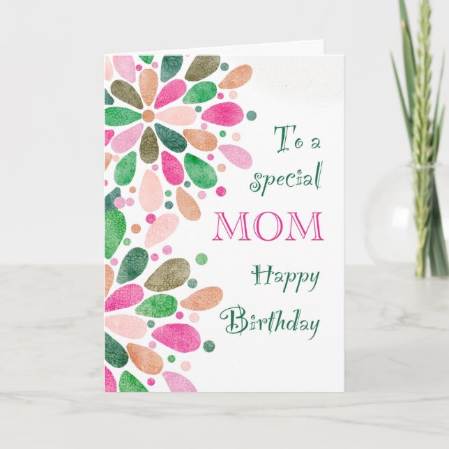 Tarjeta A mamá en el cumpleaños colorido (Anverso)