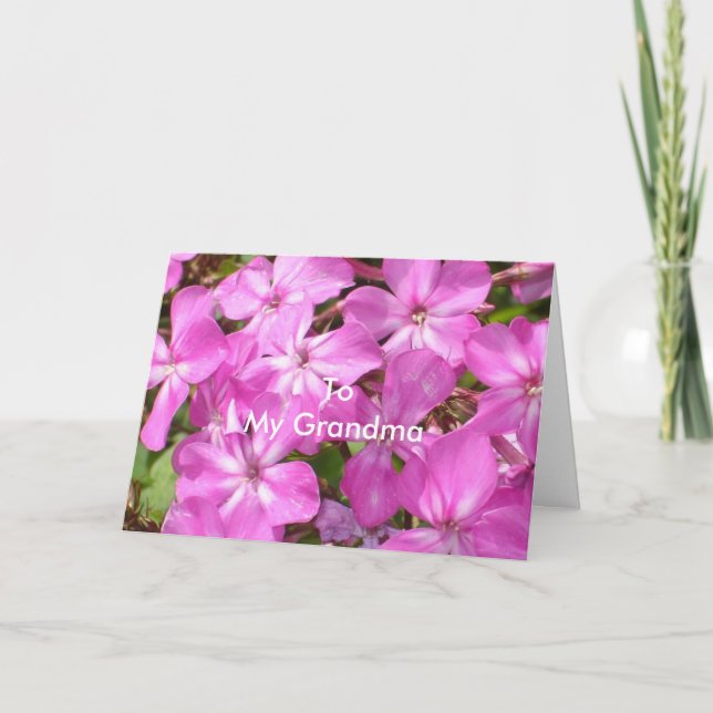 Tarjeta A mi abuela Bonito de cumpleaños Flores rosadas (Anverso)