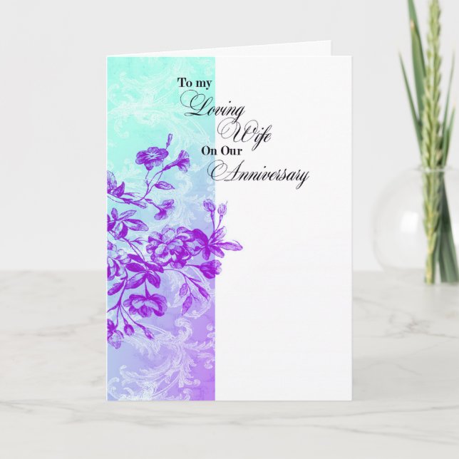 Tarjeta A mi amoroso aniversario de esposa (Anverso)