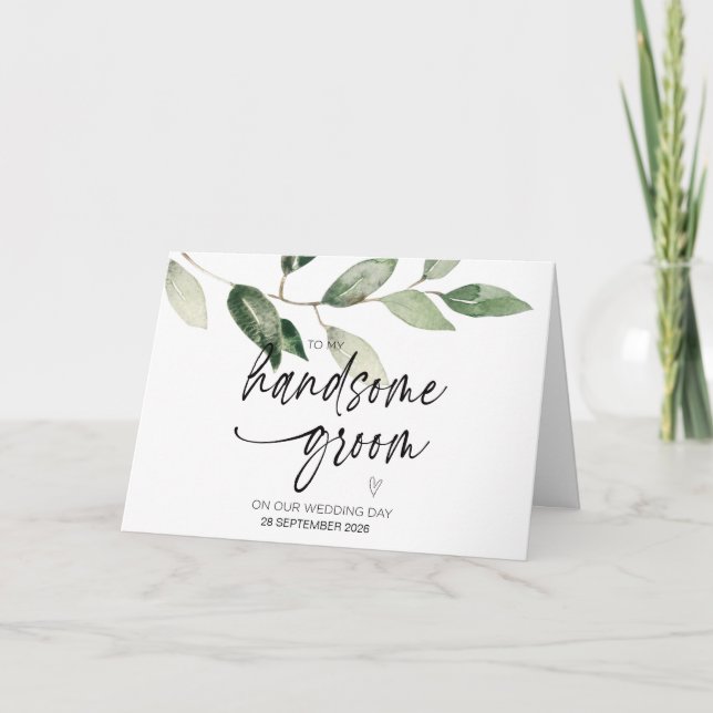 Tarjeta A mi apuesto novio en nuestro día de bodas de espo (Anverso)