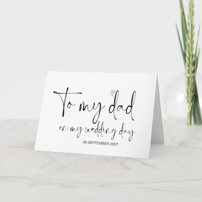 Tarjeta A Mi Día De La Boda De Papá Gracias Desde Bride Gr (Anverso)