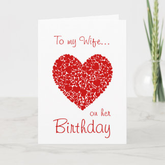 Tarjeta A mi esposa en su cumpleaños, corazones rojos romá