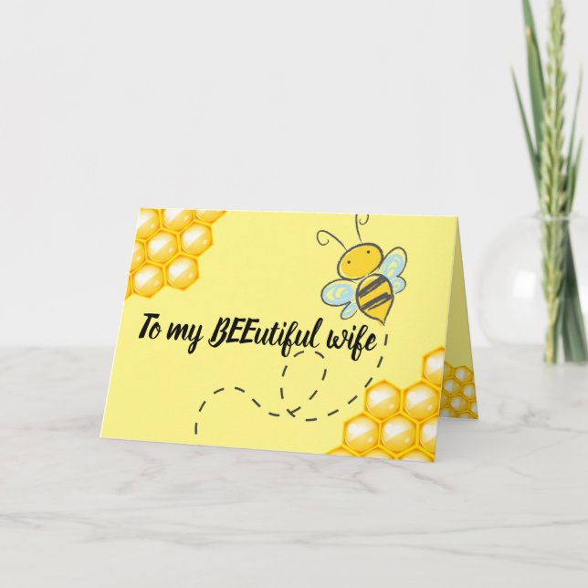 Tarjeta A mi esposa PERSONALIZADO aniversario de abejas y  (Anverso)