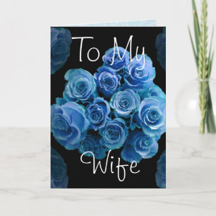 Tarjeta A mi esposa Rosas azules feliz aniversario