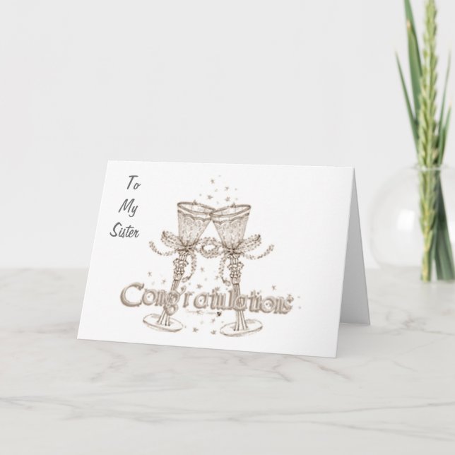 TARJETA A MI HERMANA CONGRATA DÍA DE BODA (Anverso)