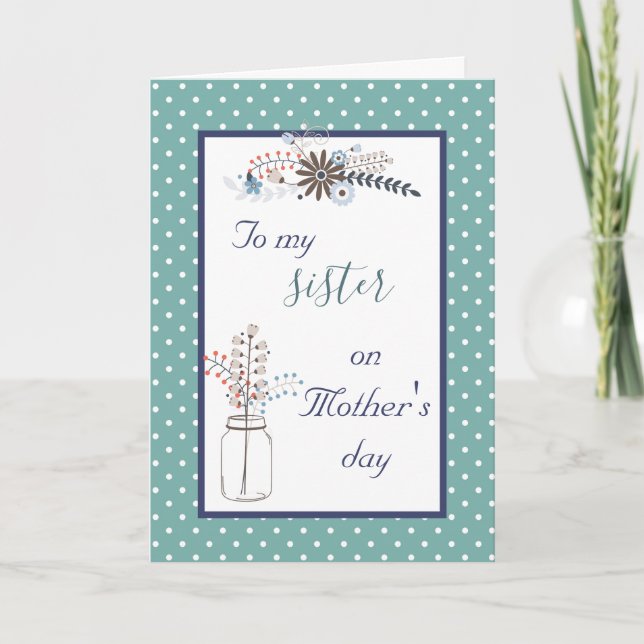 Tarjeta A mi hermana en el Día de la Madre, puntos florale (Anverso)