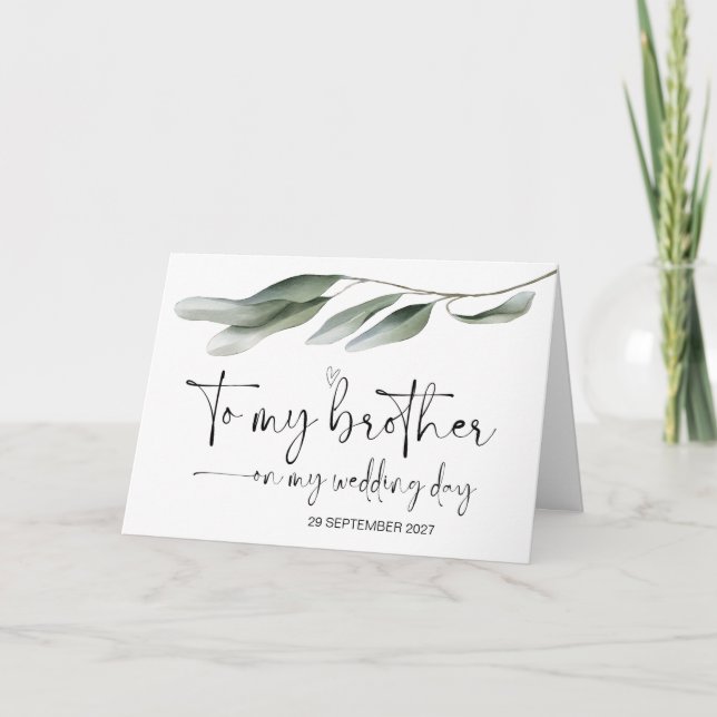 Tarjeta A mi hermano en el día de la boda gracias novia Gr (Anverso)