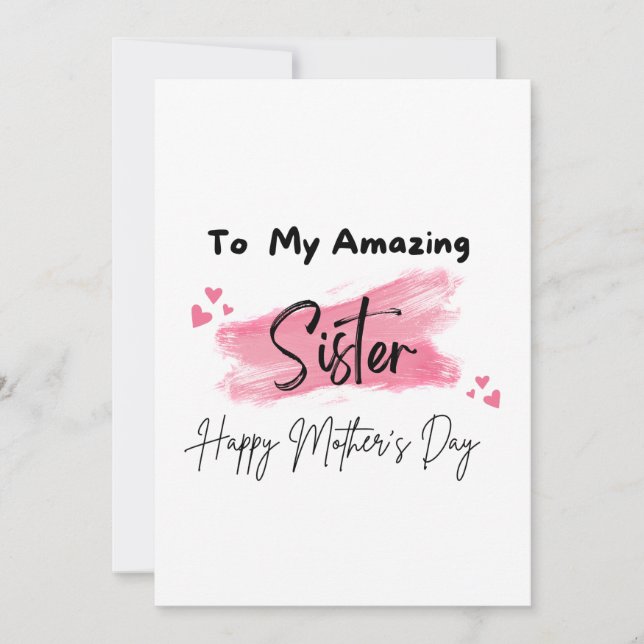 Tarjeta A Mi Increíble Hermana Feliz Día de la Madre (Anverso)