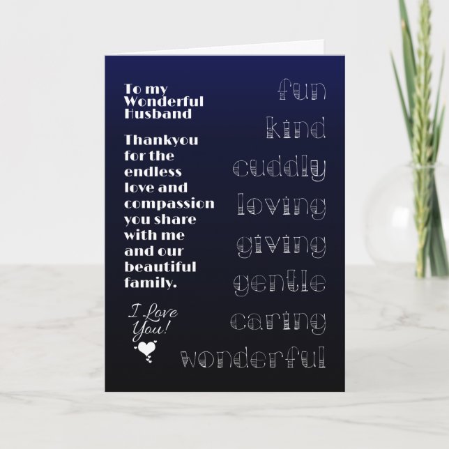 Tarjeta A mi Maravilloso Esposo (Anverso)