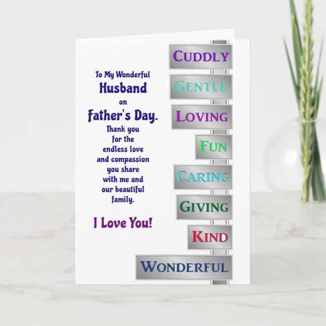 Tarjeta A mi maravilloso marido en el día del padre (Anverso)