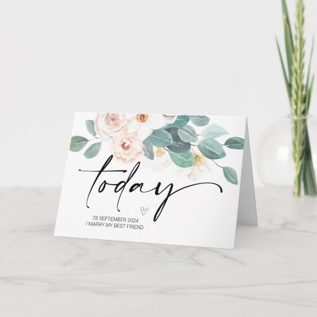 Tarjeta A mi novio en nuestro día de bodas de novia casada (Anverso)
