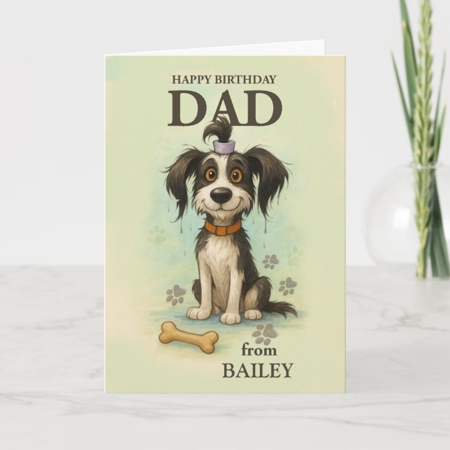 Tarjeta A Papá De Quirky Dog Funny Birthday Personalizado  (Anverso)