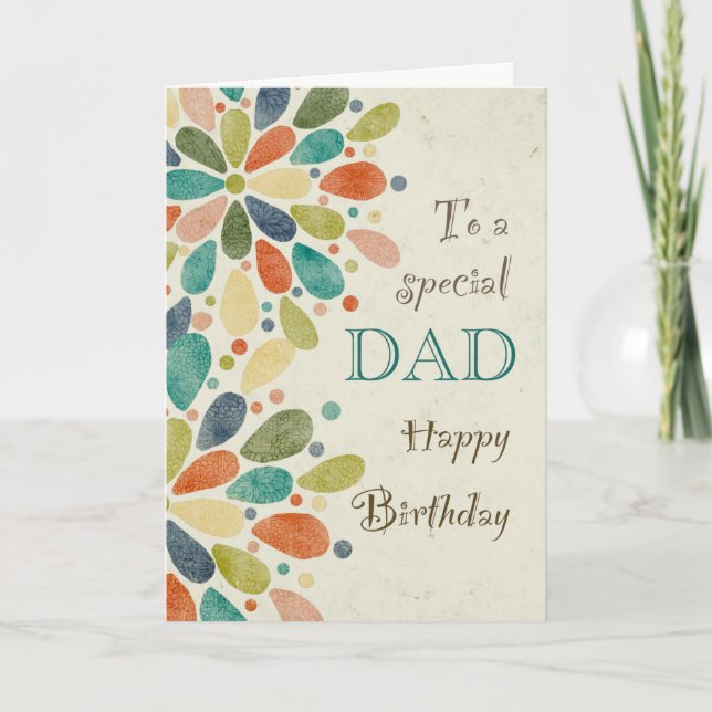 Tarjeta A papá en el cumpleaños colorido (Anverso)