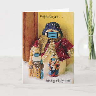 Tarjeta A pesar del año que envía alegría a Santa Snow