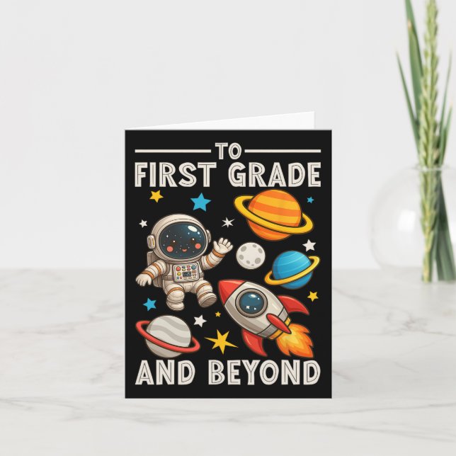 Tarjeta A primer grado y más allá Astronauta divertido de  (Anverso)