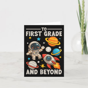 Tarjeta A primer grado y más allá Astronauta divertido de 