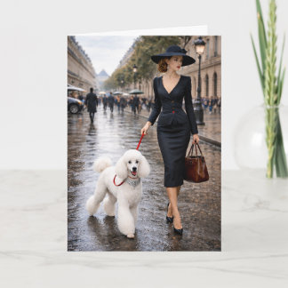 Tarjeta A Rainy Day In Paris, Poodle Blank Card