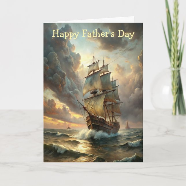 Tarjeta A sailing ship in the ocean Father's Day (Anverso)