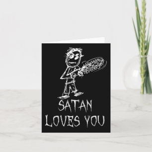 Tarjeta A Satan le encanta el diseño de palabras de disfra