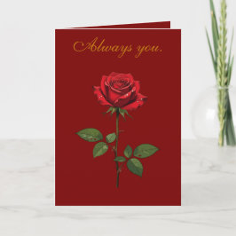 Tarjeta A Single Red Rose With Morning Dew 