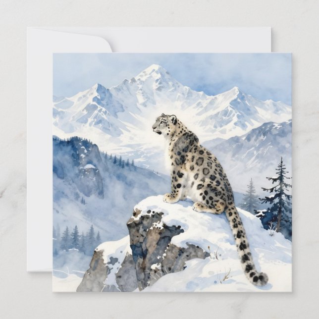 Tarjeta A Snow Leopard on Snowy Peak (Anverso)