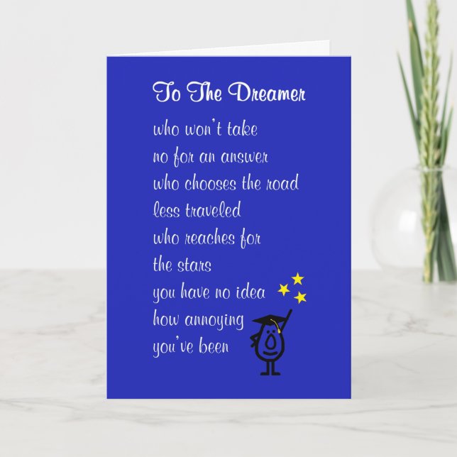 Tarjeta A The Dreamer - un divertido poema de graduación d (Anverso)