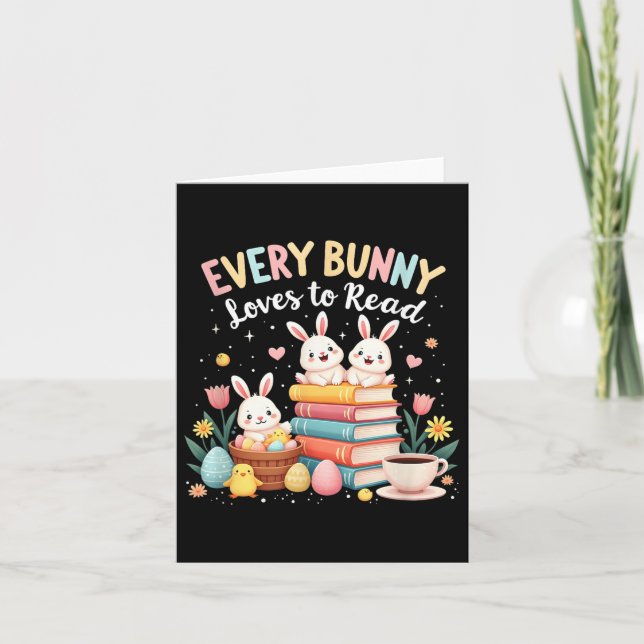Tarjeta A Todos Los Conejitos Les Encanta Leer El Libro Ap (Anverso)