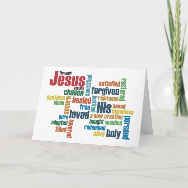 Tarjeta A través de Jesús, eres... (Anverso)