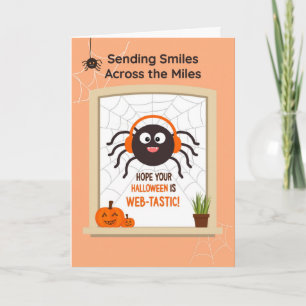 Tarjeta A través de los audífonos Cute Spider de Halloween