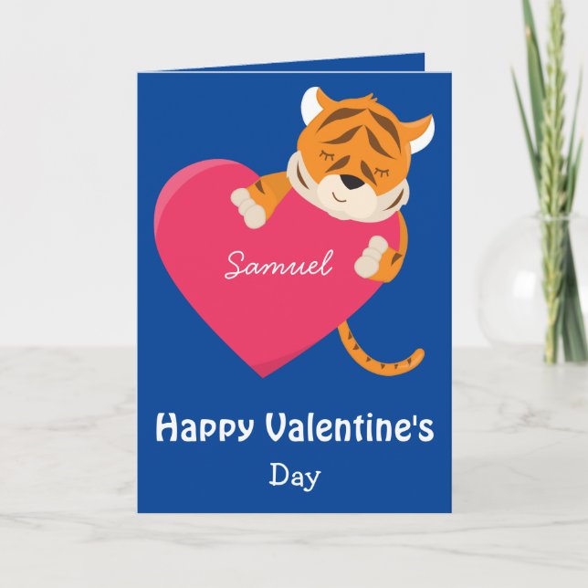Tarjeta A un hijo sobre el Tigre El día de San Valentín (Anverso)