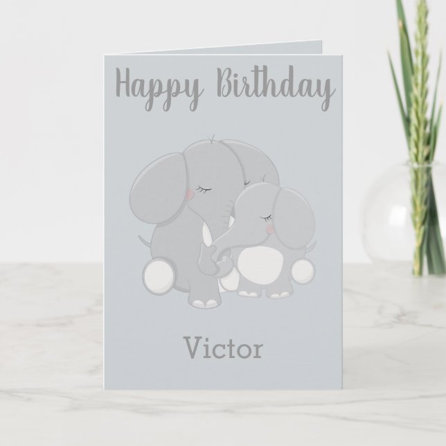 Tarjeta A un niño pequeño sobre el tema del elefante de su (Anverso)