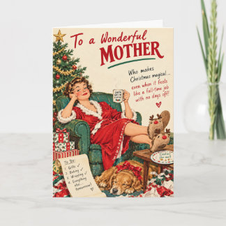 Tarjeta A una Madre Maravillosa – Divertida Navidad Vintag