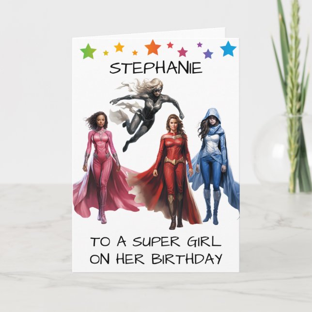 Tarjeta A una Super Chica en su Cumpleaños Superhéroe (Anverso)