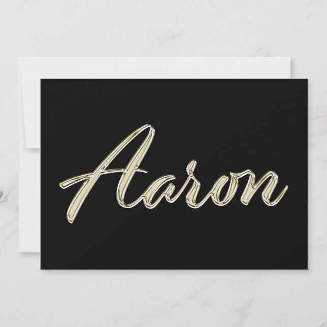 Tarjeta Aaron Name white gold Handwriting Karte (Anverso)