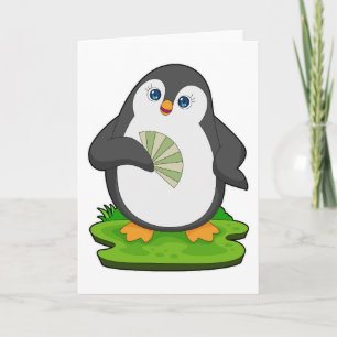 Tarjeta Abanico de mano de pingüino