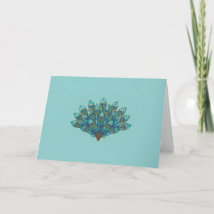 Tarjeta Abanico de pluma de pavo real de vidrio emplomado