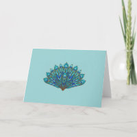 Abanico de plumas de pavo real azul ancho