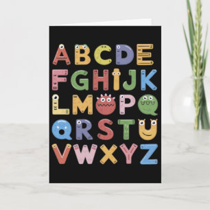 Tarjeta Abc Monstruo Lindo Alfabeto Disfraz De Profesor De