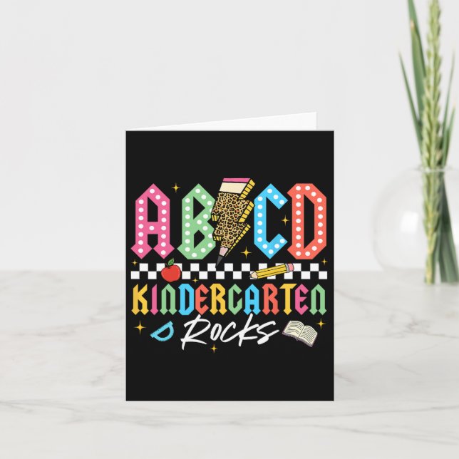 Tarjeta Abcd Kindergarten Rocks Pencil Lightning Profesore (Anverso)