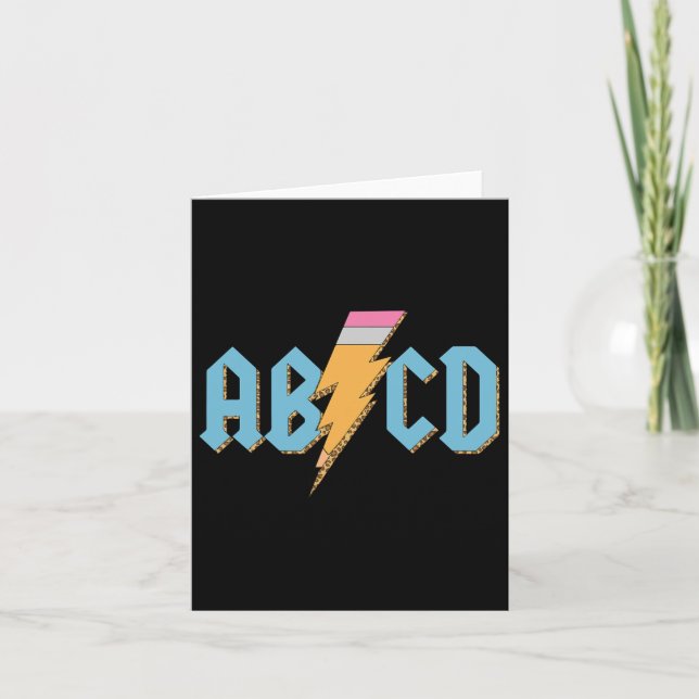 Tarjeta Abcd Pencil Lightning Rock'n Roll Teacher De Nuevo (Anverso)